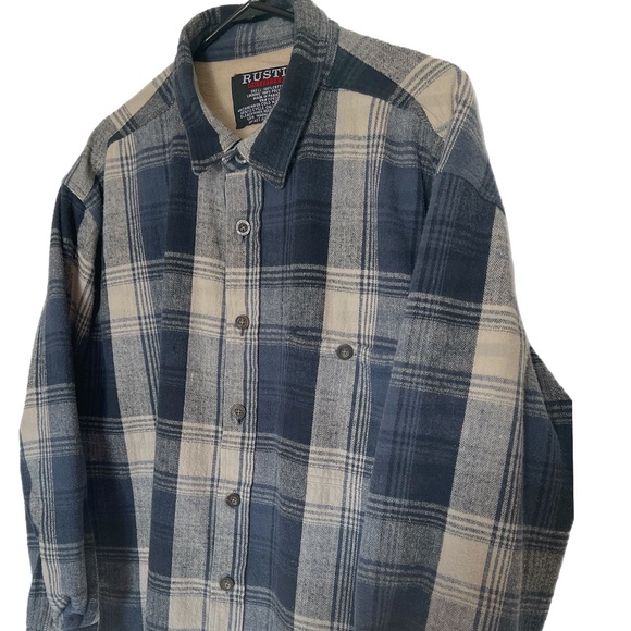 Rustic Outfitters VTG Flannel Mens 2XLT
Shirts Blue Plaid Button Down Fleece - Picture 1 of 7